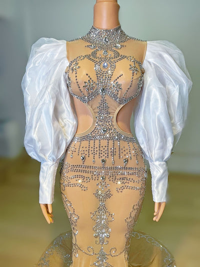 Vestido de Fiesta Espalda Descubierta con Cristales Brillantes - Image 4