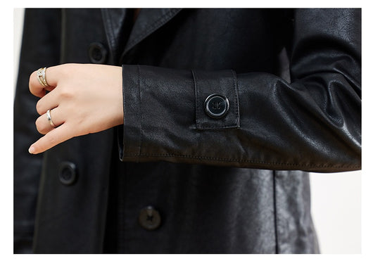 Abrigo de Cuero para Mujer Largo Primavera y Otoño - Image 15