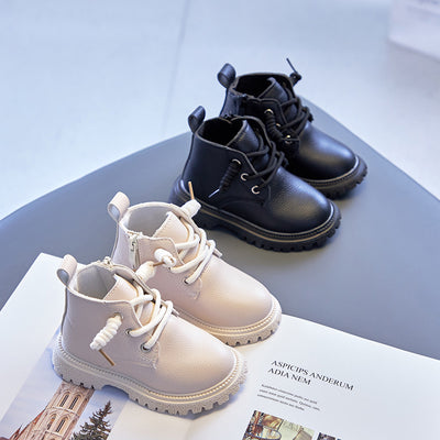 Botas Cortas de Cuero Negro Otoño para Niñas - Image 4