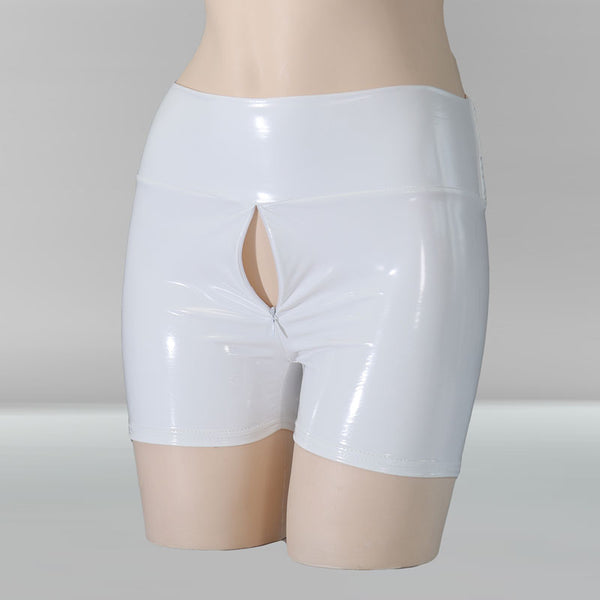 Pantalones Cortos de Cuero para Hombre con Cierre Invisible y Espejo Integrado