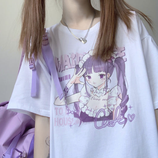 Playera Blanca Estampado Anime para Mujer - Image 6