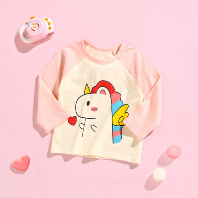 Camiseta Infantil de Algodón Puro con Manga Larga