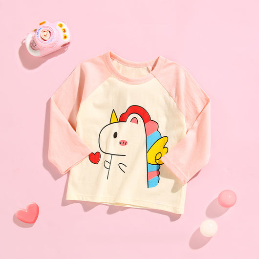 Camiseta Infantil de Algodón Puro con Manga Larga