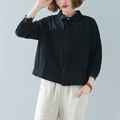 Blusa Larga de Algodón y Lino para Mujer - Corte Slim Elegante - Image 4