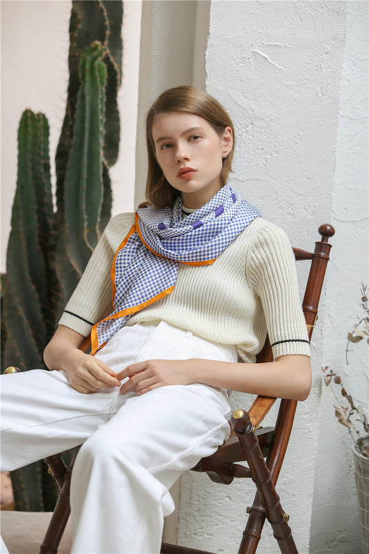 Pañuelo de Seda Twill Cuadros Houndstooth - Image 10