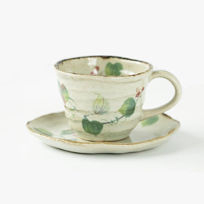 Juego de Taza y Platillo de Cerámica Artesanal con Diseño Floral - Image 11
