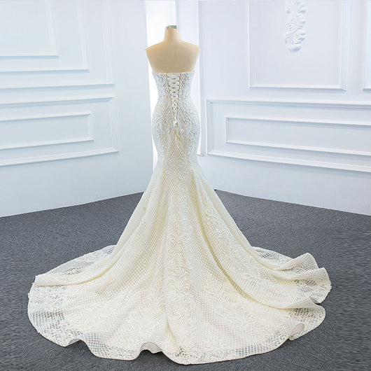 Vestido de Novia Sirena Doble Escote Strapless - Elegancia Soñadora y Silueta Estilizada - Image 4
