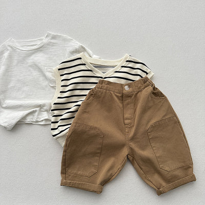 Pantalones Baggy Cropped con Parches Vintage Lavado Desgastado - Image 3