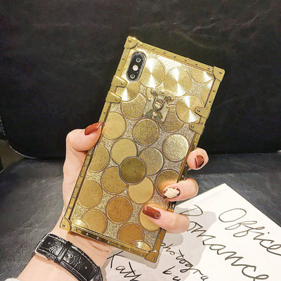 Funda para teléfono cuadrada dorada con brillo - Image 4