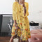 Vestido de Lino Retro con Estampado Explosion Cuello Redondo para Mujer
