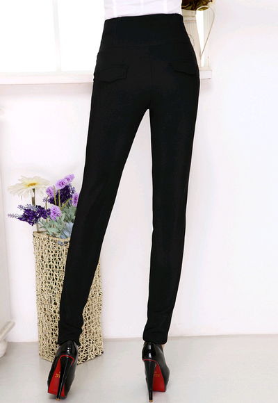 Pantalón Pitillo Negro Cintura Alta Súper Delgado Estilo Coreano - Image 4