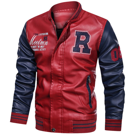 Chaqueta de Cuero PU Acolchada para Motociclista - Estilo Béisbol Hombre - Image 12