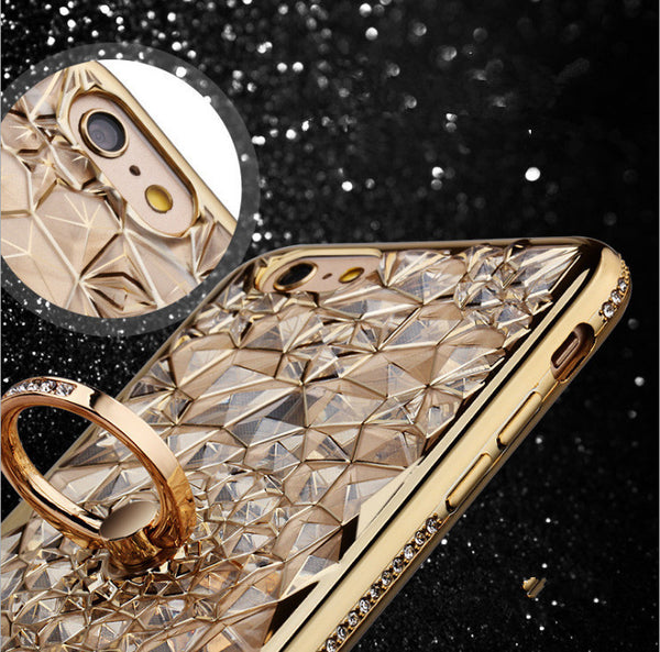 Funda para Teléfono con Acabado de Platino y Diamantes