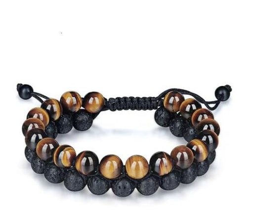 Pulsera de Ojo de Tigre y Piedra Volcánica