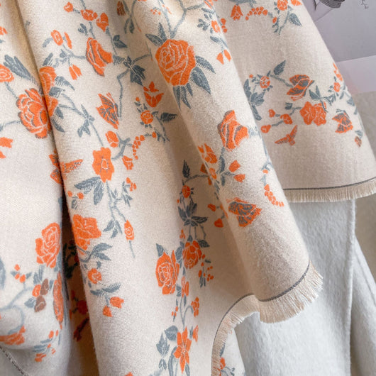Bufanda Térmica Estampado Floral - Abrigo de Cachemira Artificial Impermeable al Frío - Image 10