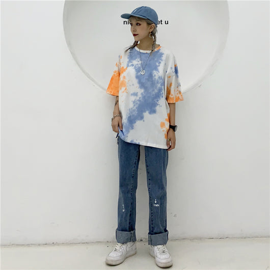 Camiseta Tie Dye Suelta de Manga Corta - Image 8