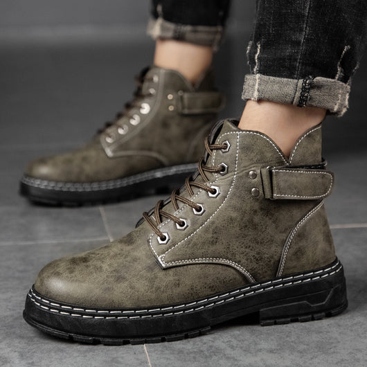 Botas de Trabajo Retro Clásicas Caña Alta Punta Redonda para Hombre - Image 15