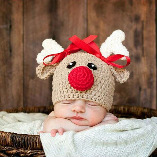 Disfraz Fotográfico Navideño: Gorro Bola Roja con Nariz de Payaso para Niños