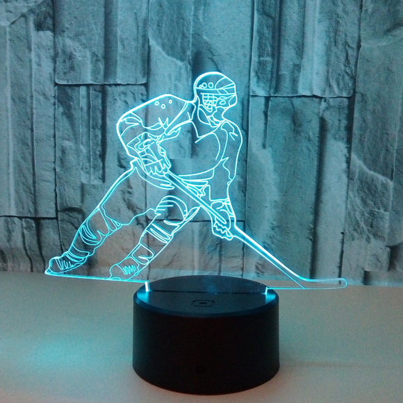 Lámpara 3D Estéreo Jugador de Hockey con Efecto Táctil
