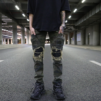 Pantalón de Trabajo Militar Slim con Parches de Cuero - Estilo Vintage Caqui - Image 6