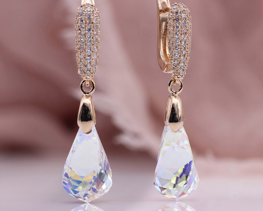 Aretes de Cristal Austriaco Champagne para Mujer - Image 6
