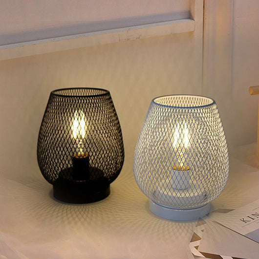 Lámpara de Escritorio Estilo Retro con Jaula de Pájaro Hueca - Luz Nocturna a Batería