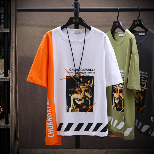 Camiseta Hombre Manga Corta Verano Casual Suelta Cuello Redondo