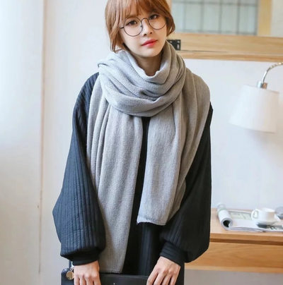 Bufanda de Lana Merino y Cachemira Tejida Estilo Coreano Unisex - Image 17