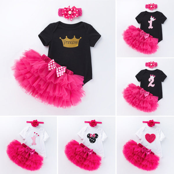 Mono Corto de Algodón Estampado Rosa Rojo para Bebé