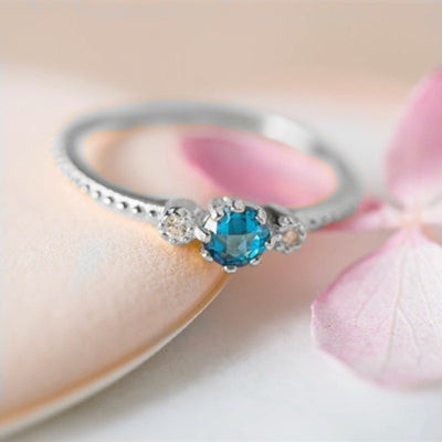 Anillos de Diamantes de Imitación Azul Océano para Mujer - Oro y Plata Bohemios - Image 6