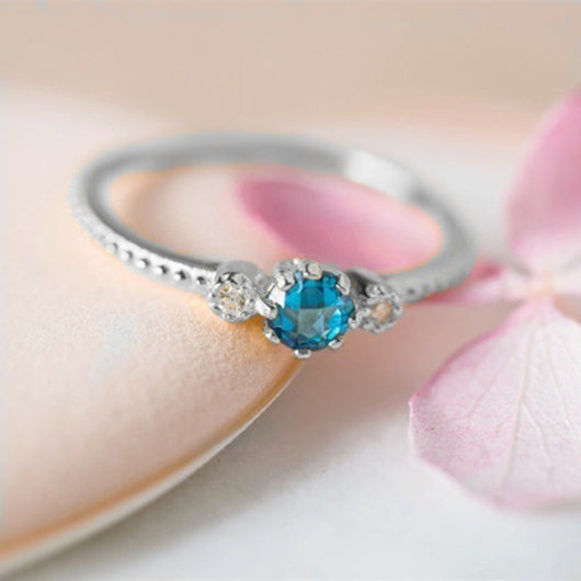 Anillos de Diamantes de Imitación Azul Océano para Mujer - Oro y Plata Bohemios - Image 6