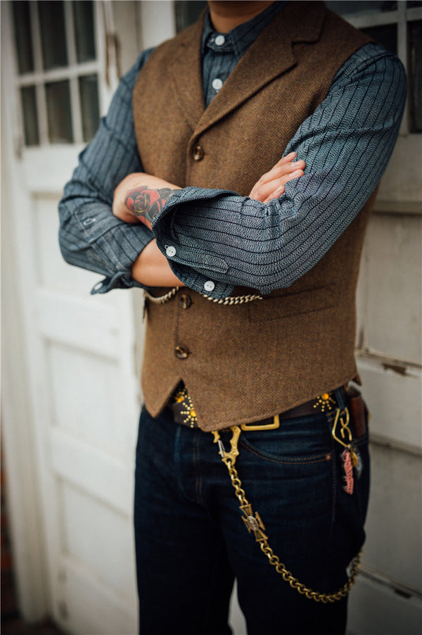 Chaleco de Lana Gruesa Retro para Hombre - Otoño e Invierno