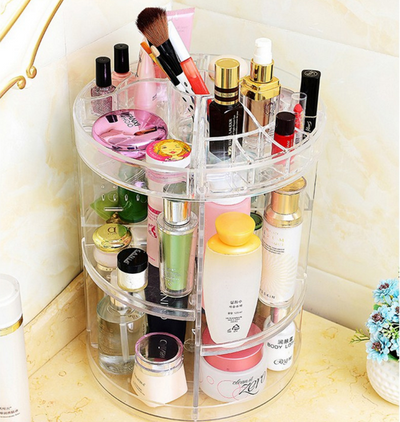 Organizador de Maquillaje Giratorio 360° con Almacenamiento Desmontable