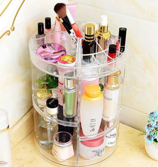 Organizador de Maquillaje Giratorio 360° con Almacenamiento Desmontable