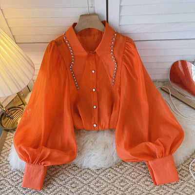 Blusa Elegante para Mujer con Cristales y Mangas Linterna - Image 5