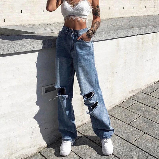 Jeans Rotos de Talle Alto y Pierna Ancha - Image 4