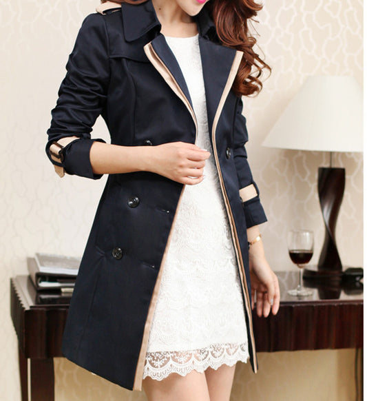 Abrigo Tipo Trench Slim Estilo Coreano para Mujer