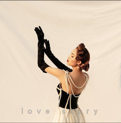Guantes Largos de Satén para Novia - Estilo Hepburn Elegante - Image 4
