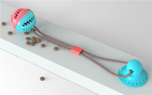 Pink and teal spiky pet molar toy with a suction cup base, designed for chewing and teeth cleaning. - Image 4