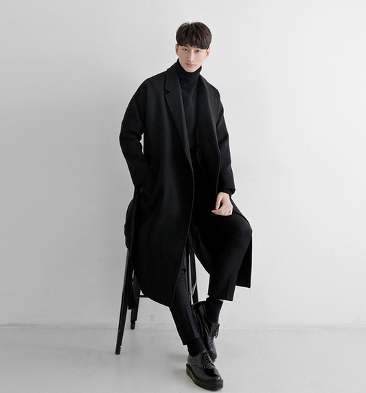 Abrigo Largo de Lana para Hombre - Estilo Coreano Oversized Otoño Invierno - Image 2