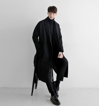 Abrigo Largo de Lana para Hombre - Estilo Coreano Oversized Otoño Invierno - Image 2