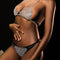 Conjunto de Bikini Brillante con Cadena de Cuerpo de Flores Caladas