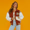 Chaqueta Universitaria Estampada Holgada para Mujer