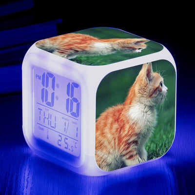 Reloj Despertador Cuadrado Multicolor para Gatos - Image 26