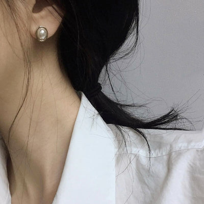 Aretes de Perla Retro Minimalistas