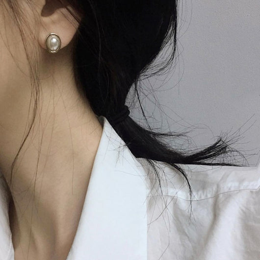 Aretes de Perla Retro Minimalistas
