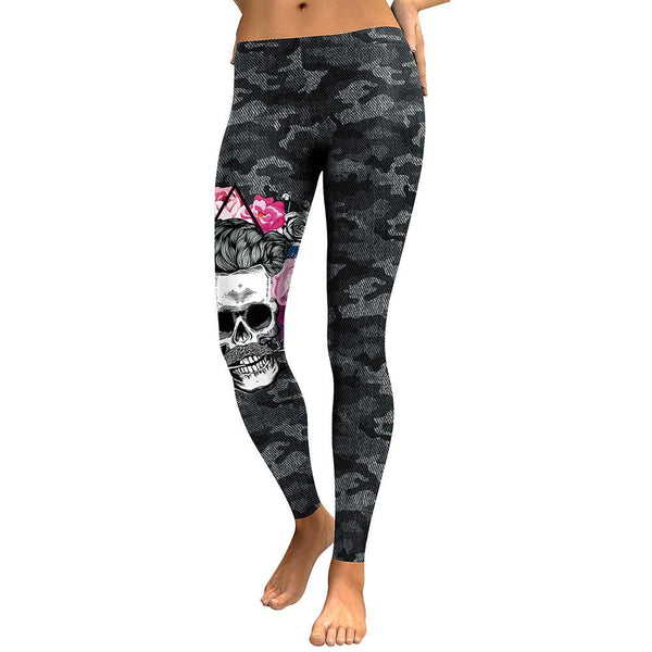 Leggings Camuflaje Negro con Diseño Calavera