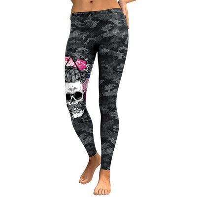 Leggings Camuflaje Negro con Diseño Calavera