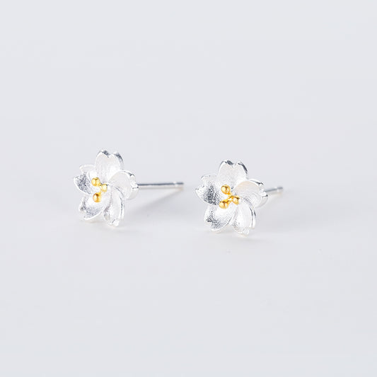 Aretes de Plata 925 Flor de Cerezo Elaborados a Mano - Image 2