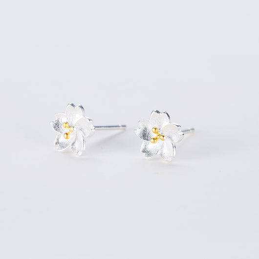 Aretes de Plata 925 Flor de Cerezo Elaborados a Mano - Image 2